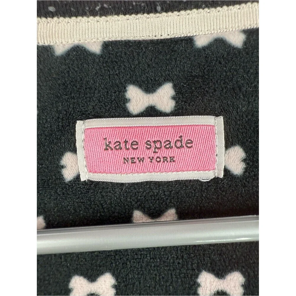 kate spade shirt fleece soft Black and White Bow-Print Long Sleeve Top